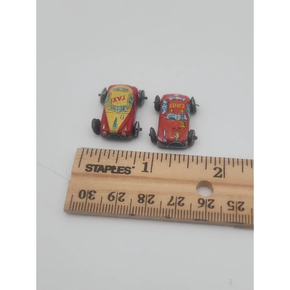 Vintage miniature doll house tin toy cars‎ - Taxi & Police Chief